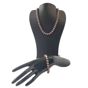 14K IMPERIAL PEARL IPS Chocolate Pearls Necklace & Matching Bracelet Set 18"